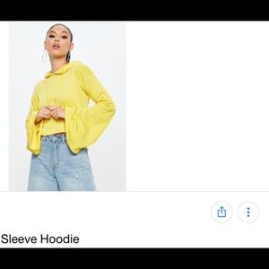 Misguided yellow crop hoodie bell flare sleeve